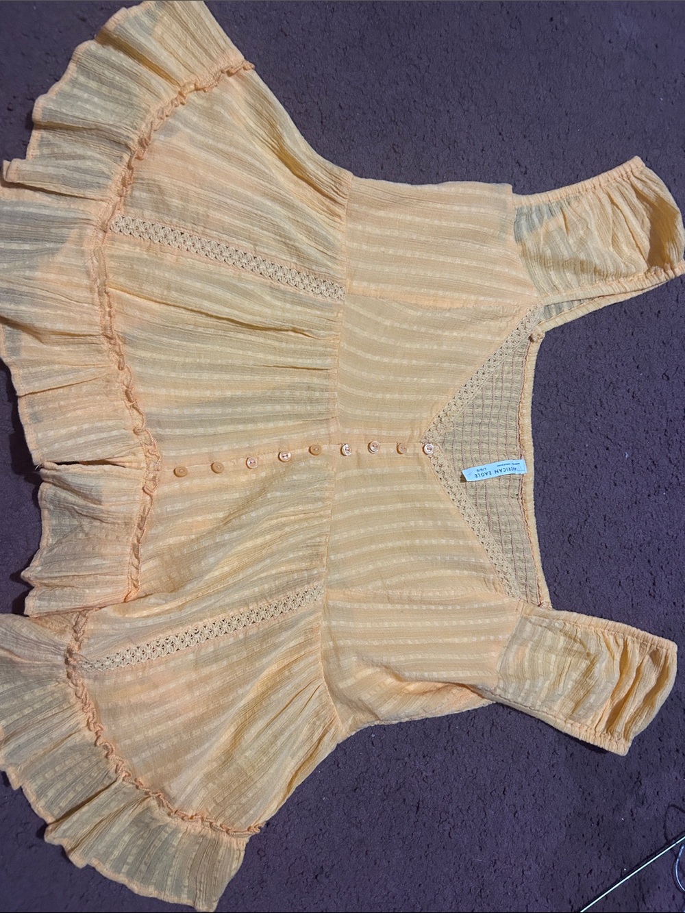 American Eagle Outfitters Peach Ruffle Button Tank